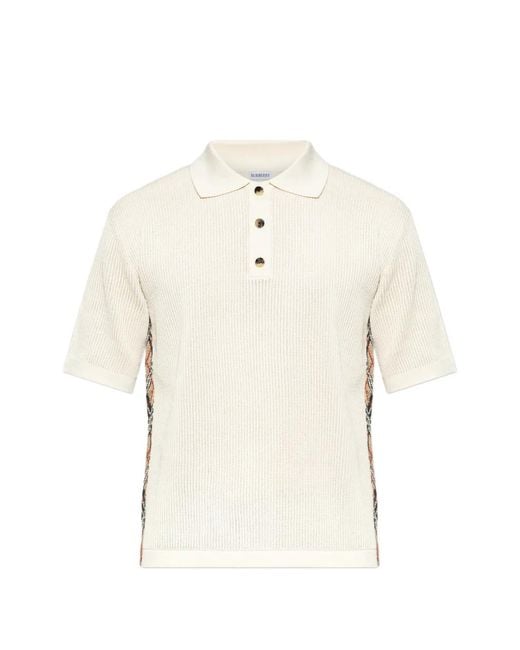 Burberry White Button-Fastening Polo Shirt for men