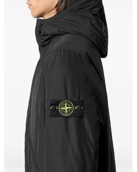 Stone Island Black Logo-Patch Hooded Jacket for men