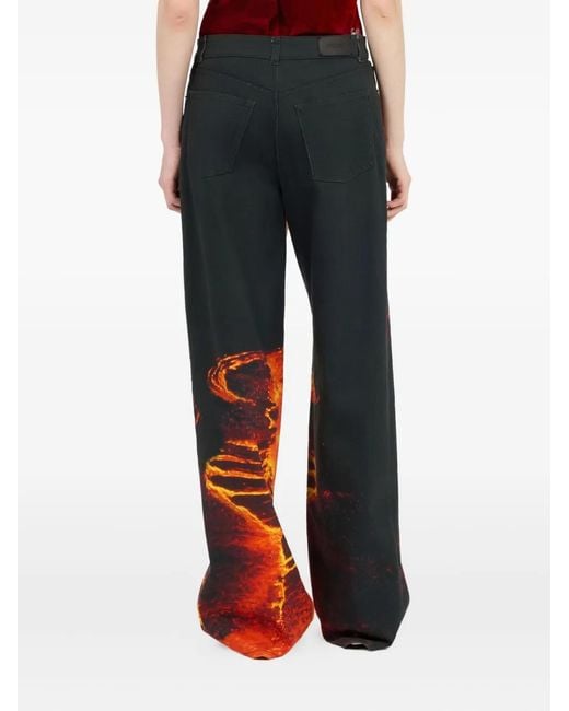 Roberto Cavalli Orange Lava-Print Jeans