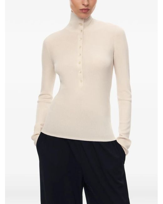 12 STOREEZ White Souffle Button-Fastening Sweater