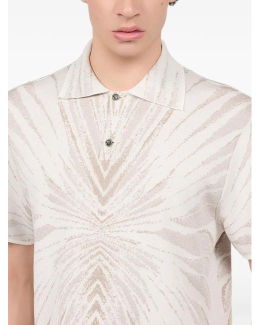 Roberto Cavalli White Ray-Print Polo Shirt for men
