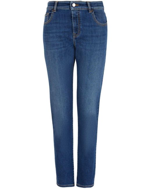 Emporio Armani Blue Schmale High-Rise-Jeans
