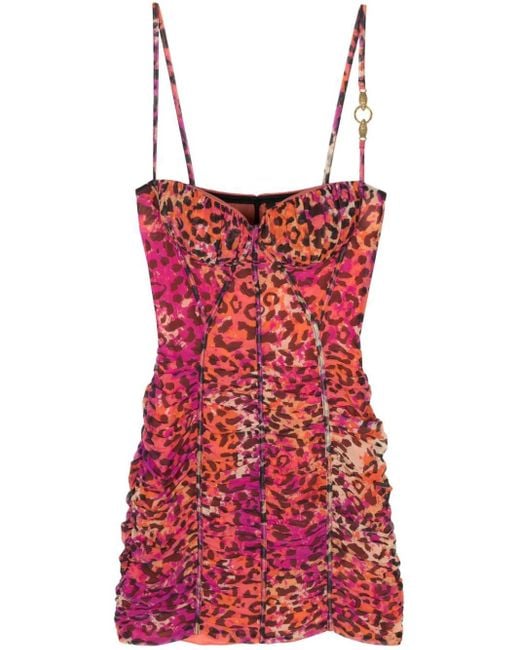 Just Cavalli Red Leopard-print Dress