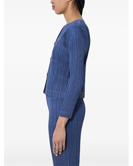 Pleats Please Issey Miyake Blue Denim-Like Jacket