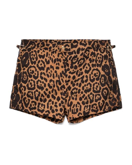 メンズ Tom Ford アニマルパターン トランクス水着 Brown