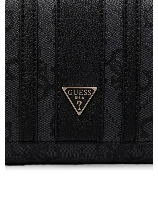 Guess Black Noelle Monogram-Print Logo-Plaque Shoulder Bag