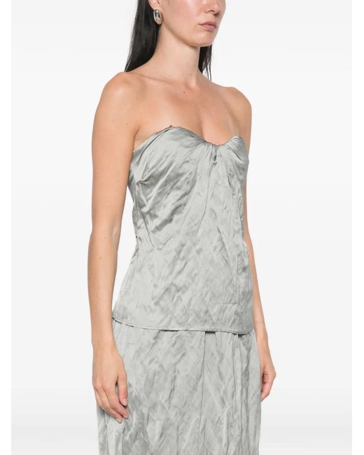 Esse Studios Gray Lume Draped Strapless Top