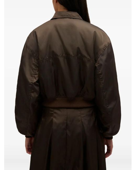 Ganni Brown Chocolate Duchesse Bomber Zip