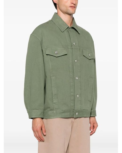 A.P.C. Green Button-Fastening Flap-Pocket Jacket for men