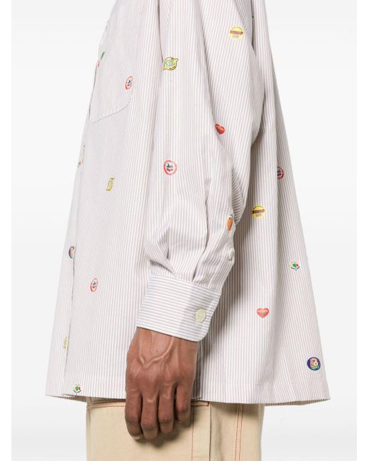 Camicia a righe Fruit Stickers di KENZO in White da Uomo
