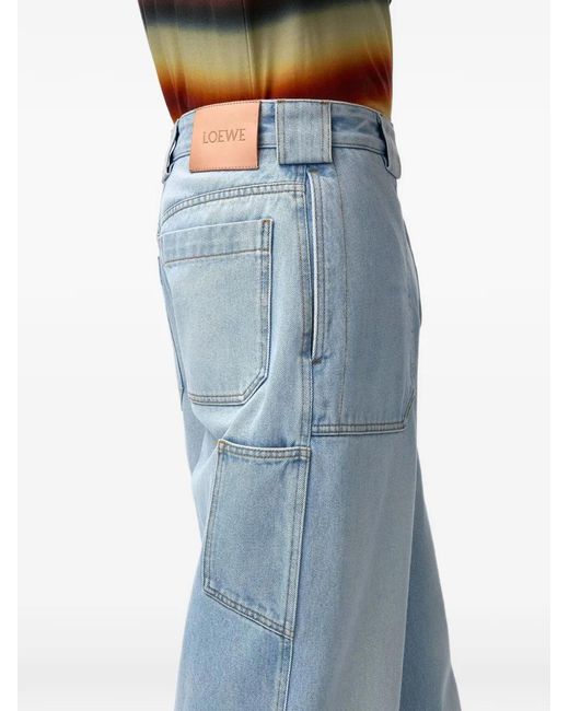 Loewe Blue Washed-Effect Panelled Jeans for men