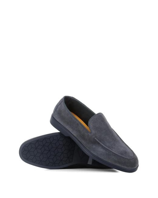 Doucal's Blue Suede Loafers for men