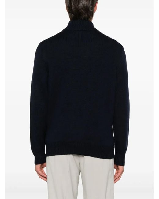 Fay Blue Turtleneck Virgin Wool Sweater for men
