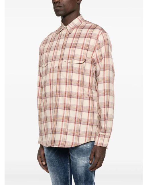 DSquared² Pink Checked Pocket Shirt for men