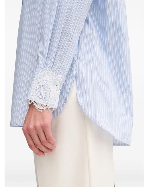 Mos Mosh Blue Elinda Lace-Trim Striped Shirt