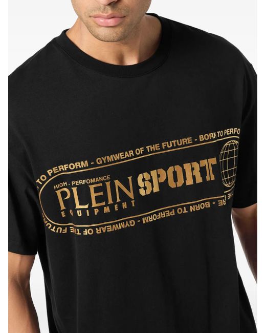 Philipp Plein Black Lettering-Print Crew-Neck T-Shirt for men