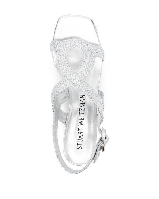 Stuart Weitzman White Wovette 60Mm Sandals