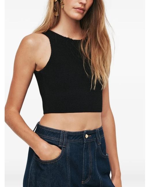 Aje. Black Agave Ribbed Cropped Top