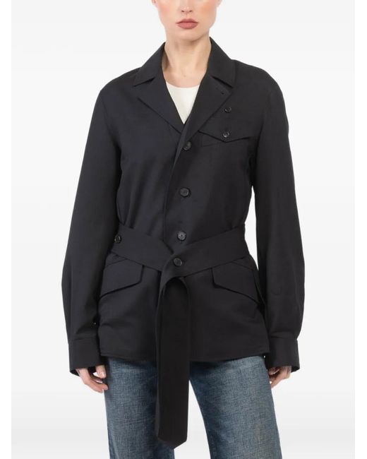 Setchu Black Button-Up Belted Jacket