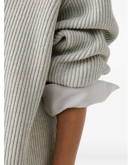 Maglione Verda Asimmetrico A Coste di Studio Nicholson in White