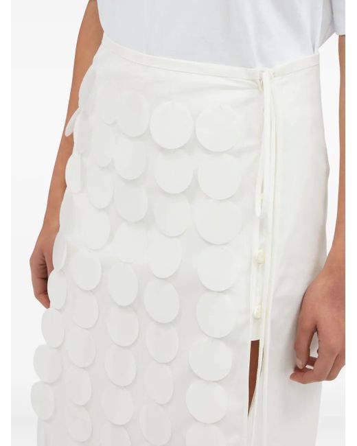 MSGM White Circle-Appliqué Wrap Mini Skirt