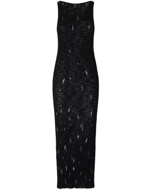 Robe Mi-Longue À Effet Usé Pinko en coloris Black