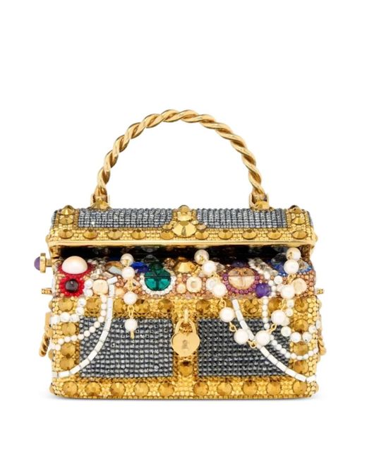 Judith Leiber Metallic Crystal-Embellished Treasure-Chest Clutch Bag
