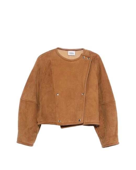 Erika Cavallini Semi Couture Brown Press-Stud Jacket