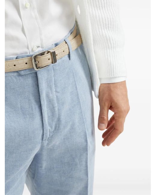メンズ Brunello Cucinelli ベルベット パンツ Blue