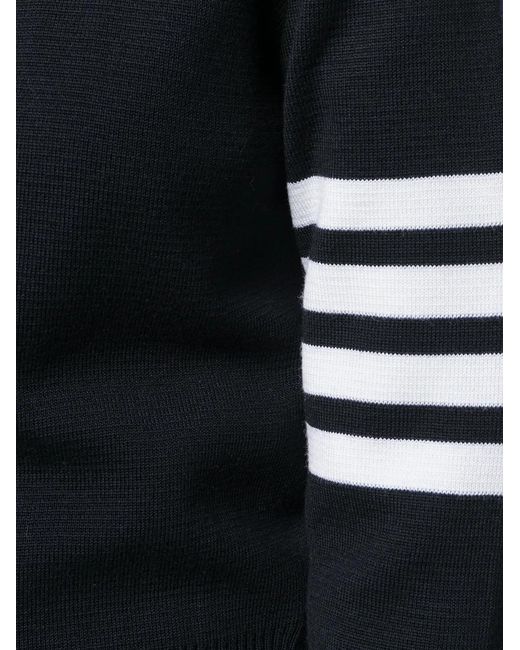 Thom Browne Black Milan Stitch Classic Crew Neck Pullover With 4 Bars