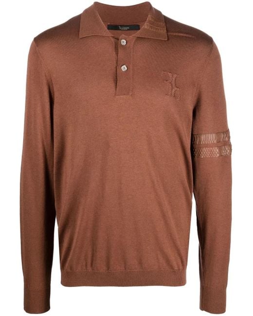 Billionaire Brown Logo-Patch Silk Blend Jumper for men