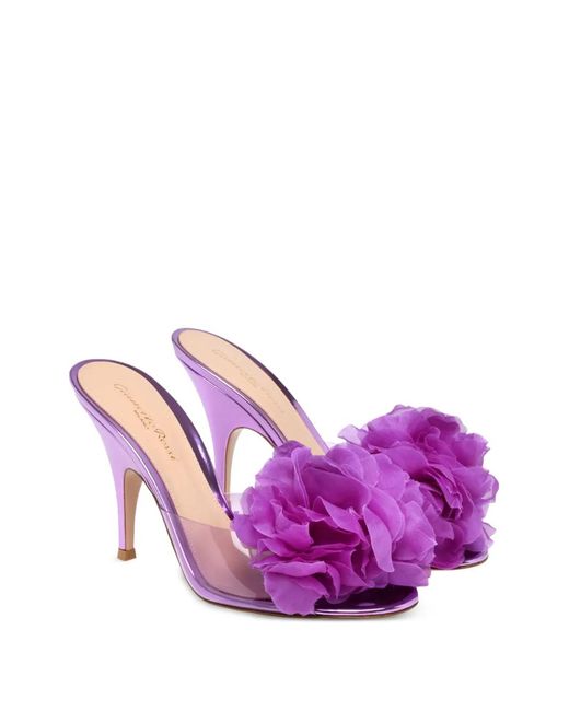Gianvito Rossi Purple Igea Floral Sandals