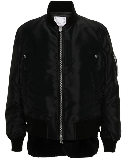 Sacai Black Twill Bomber Jacket for men