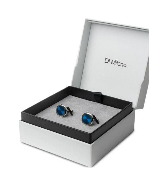 D1 Milano Blue Octagonal Sunray-Dial Cufflinks for men