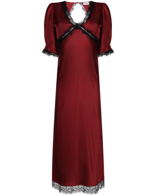 Rixo Satijnen Midi-jurk in het Red