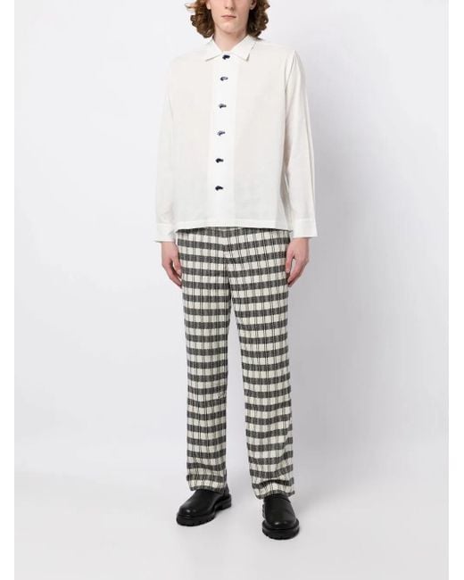 Bode Gray Geometric-Pattern Regular Trousers for men