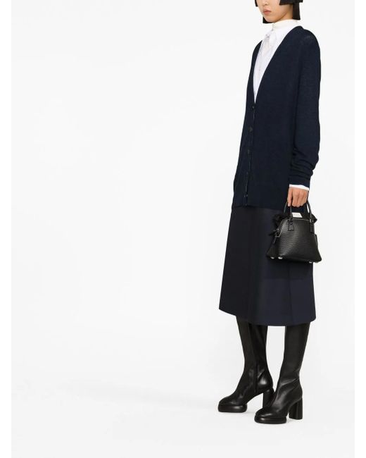 Maison Margiela Blue V-Neck Wool-Blend Cardigan