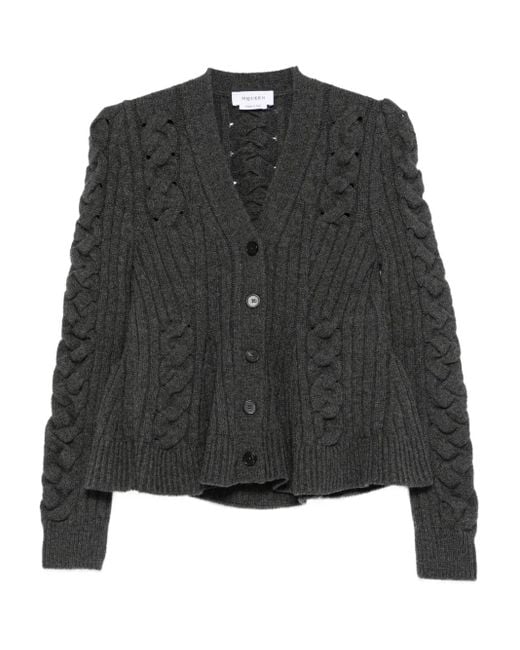 Alexander McQueen Peplum-hem Cable-knit Cardigan Black