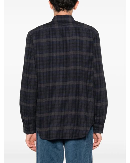 Woolrich Blue Plaid-Check Pattern Flannel Shirt for men