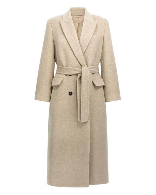 Brunello Cucinelli Natural Double-Breasted Coat