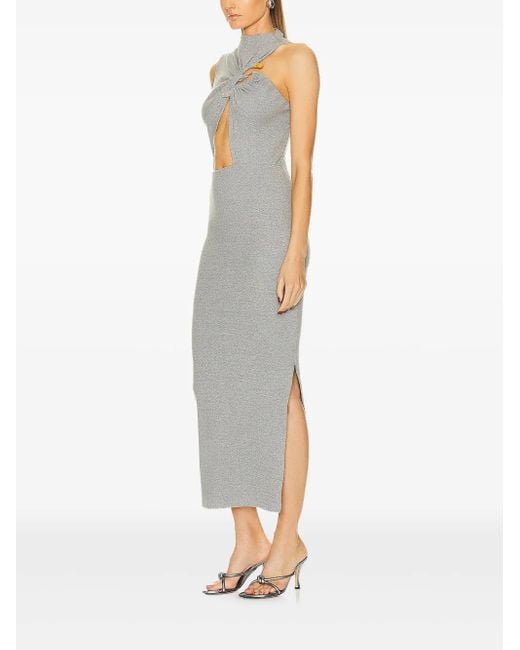 Christopher Esber Gray Callisto Marle Column Twist-Detail Side-Split Midi Dress