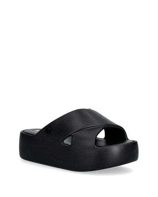Melissa Black Cross-Strap Platform Slides