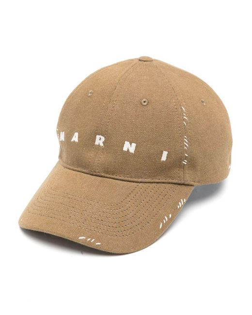 Marni Natural Logo-embroidered Cotton Hat for men