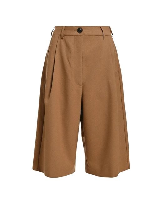 Essentiel Antwerp White Pleated Tailored Shorts