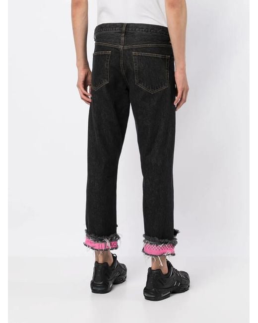 Jeans Crop Con Design Patchwork di Facetasm in Black da Uomo