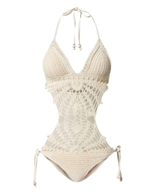 Twinset White Crochet Cut-Out Trikini