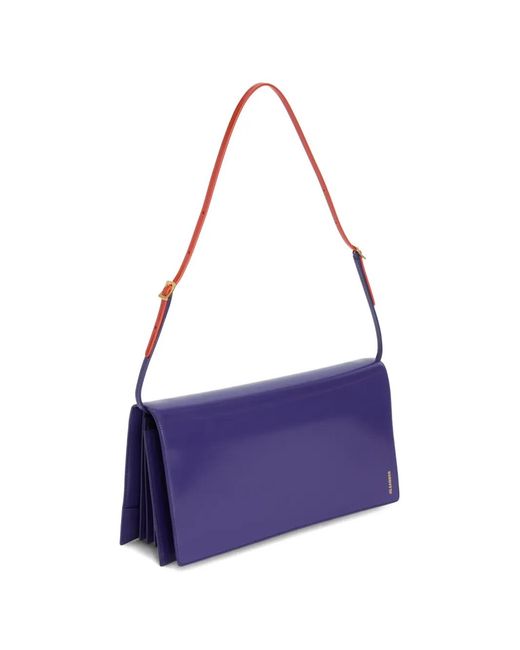 Jil Sander Purple Medium File Leather Shoulder Bag