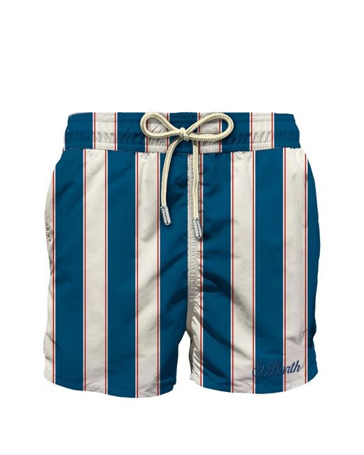 Mc2 Saint Barth Blue Syros Striped Drawstring Swim Shorts for men