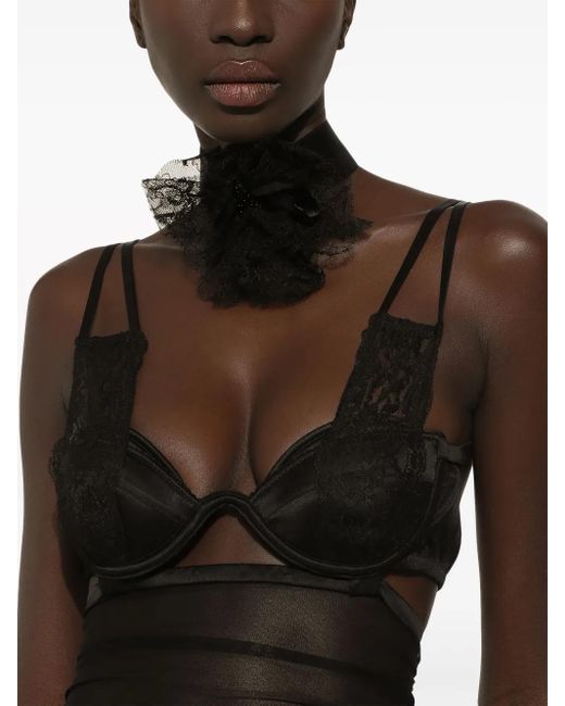 Dolce & Gabbana Black Bustier-Style Sheer Midi Dress