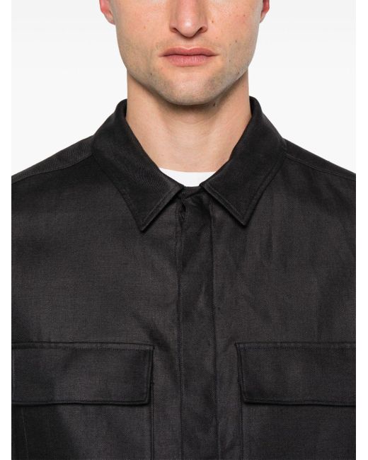 Zegna Black Long-sleeve Linen Shirt for men